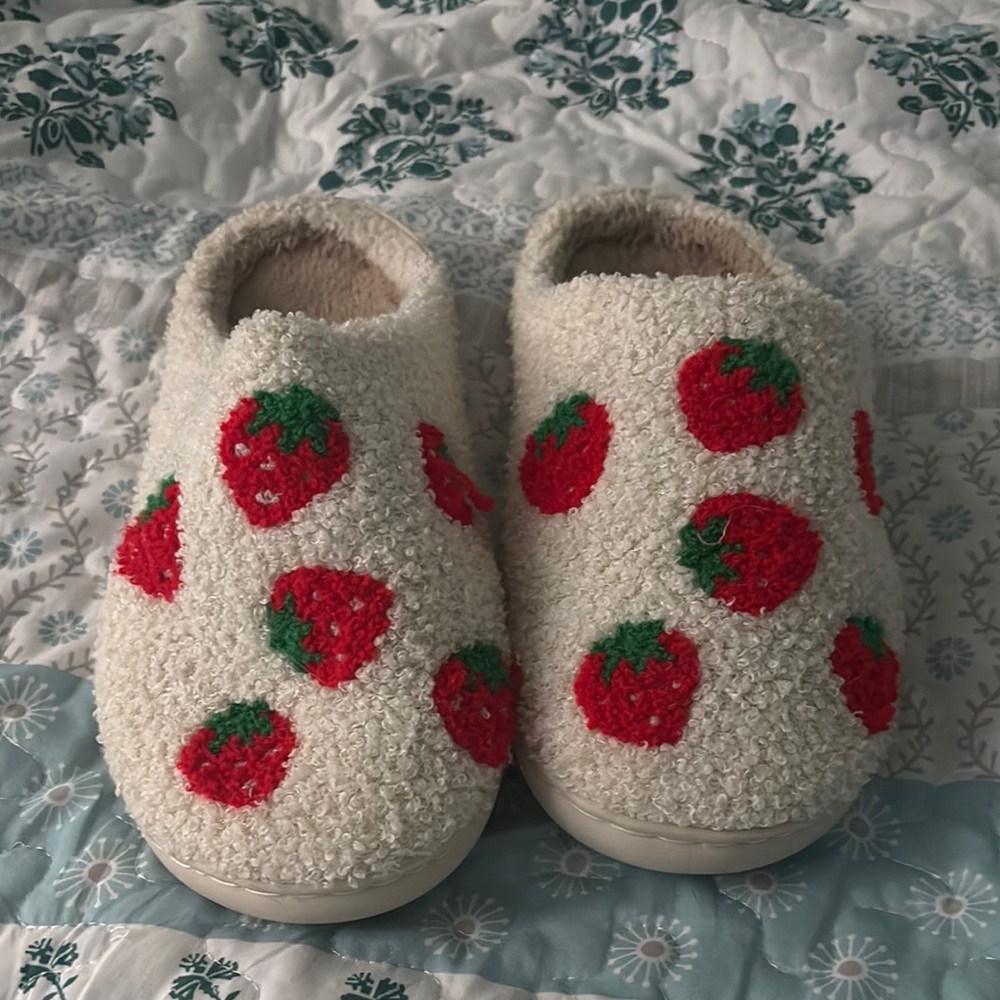 Cozy Strawberry Patterned Slippers